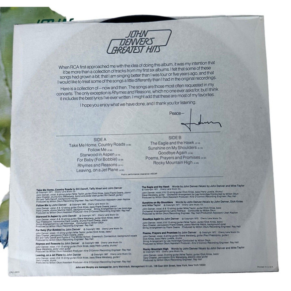 John Denvers Greatest Hits Rocky Mountain High LP Vinyl RCA Records Album 70s - Picture 12 of 15